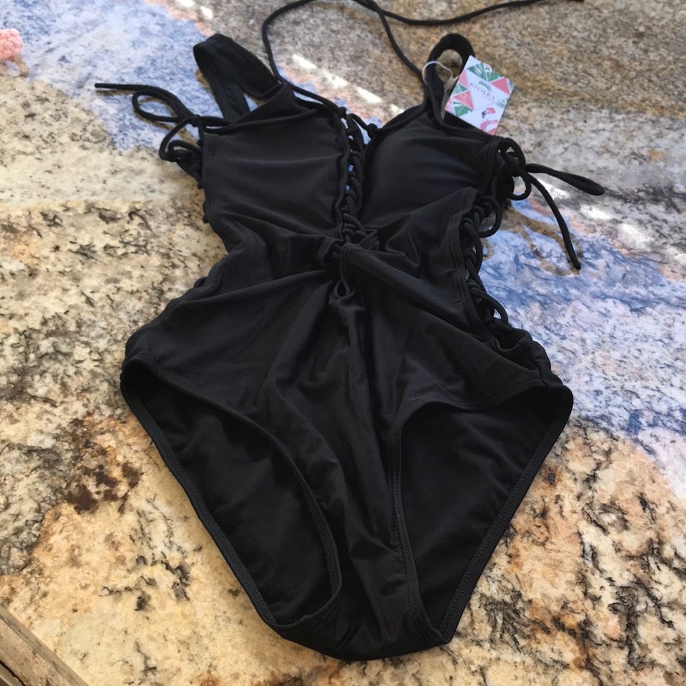 Black sexy one piece swimsuit